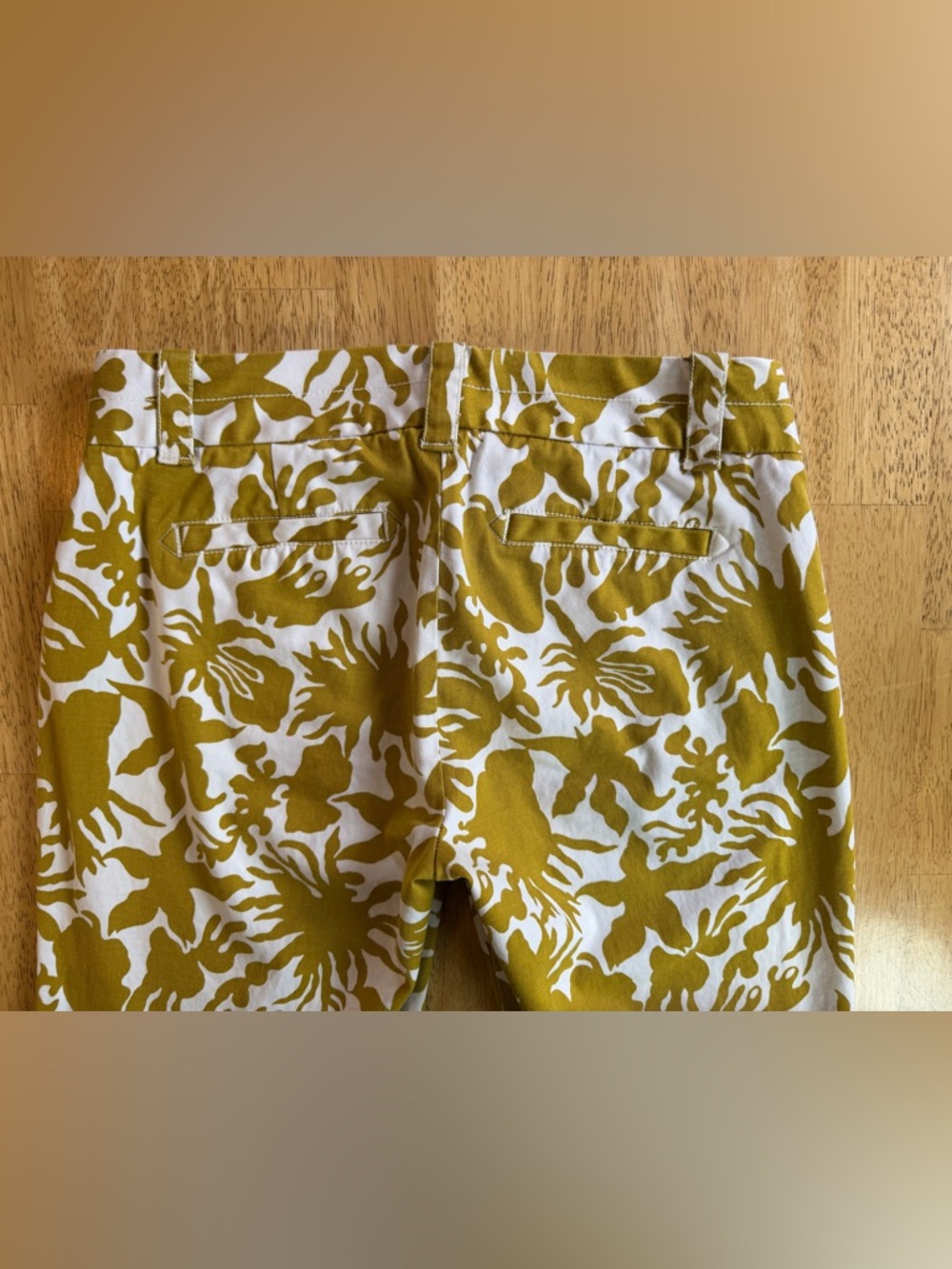 J. Crew City Fit Cropped Pants Womens Size 6 Floral Yellow Cotton Blend - Picture 5 of 9